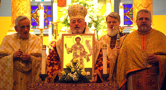 metropolitan with St. John Chrysostom icon